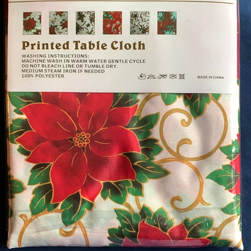 NIP Printed Christmas 60” X 90” Table Cloth